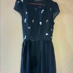 Black Dress with White Floral Accents